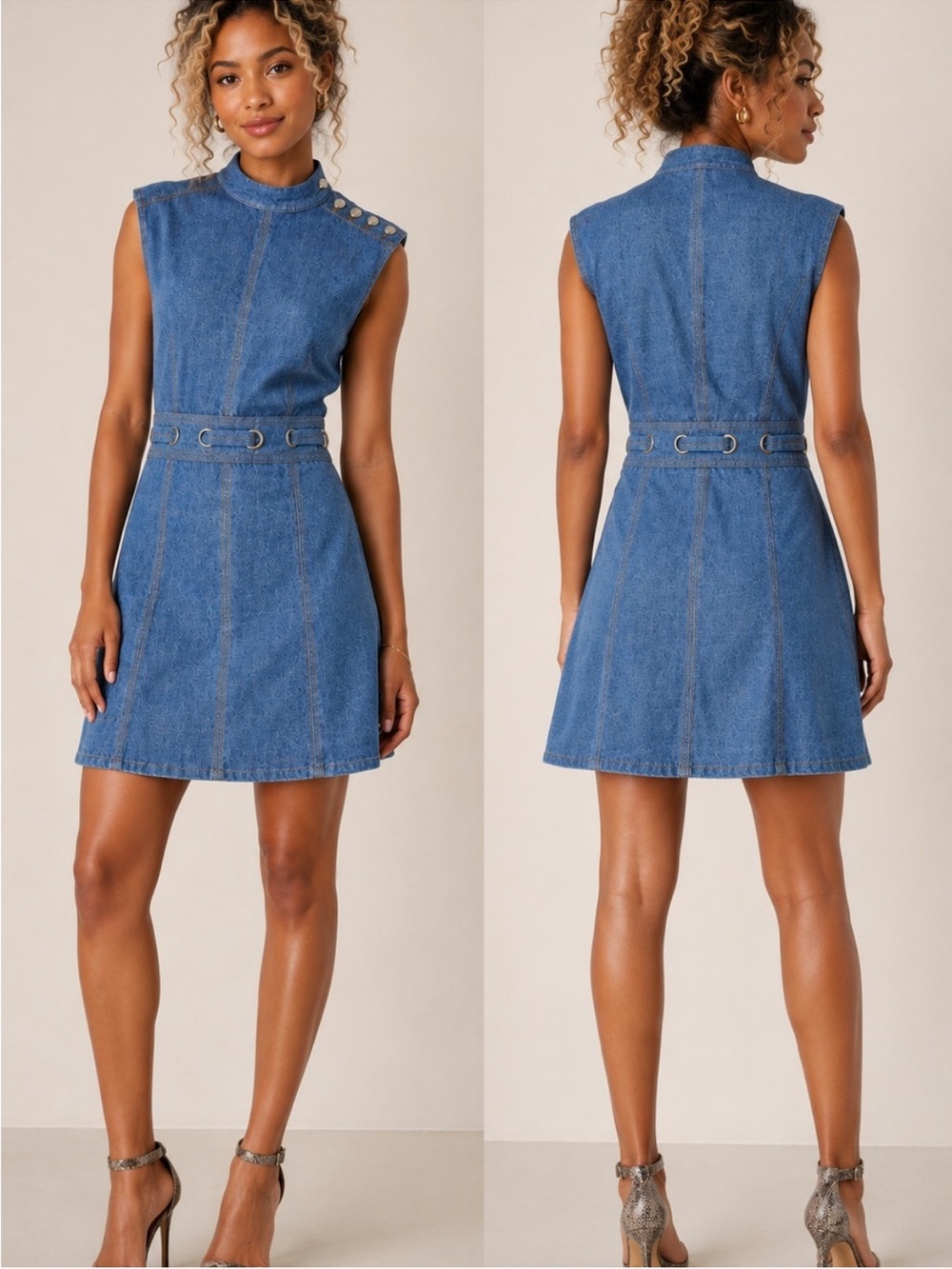 Veronica beard Nico denim dress size 2 grommets buttons